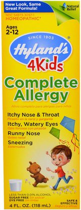 Hylands, Complete Allergy 4 Kids, 4 fl oz (118 ml) ,والصحة، والحساسية، والحساسية، وصحة الأطفال، وملاحق الأطفال