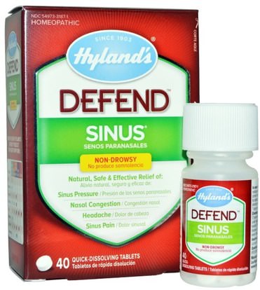 Hylands, Defend, Sinus, 40 Quick-Dissolving Tablets ,والصحة الأنفية، والأنف، والمكملات الغذائية، والحساسية المثلية