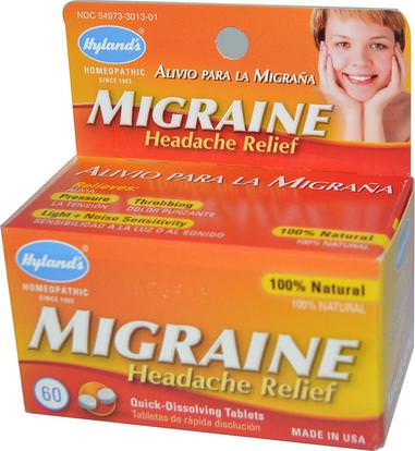 Hylands, Migraine Headache Relief, 60 Tablets ,والصحة، والصداع، ومكافحة الألم