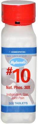 Hylands, #10, Nat. Phos. 30X, 500 Tablets ,المكملات الغذائية، المثلية، الصحة