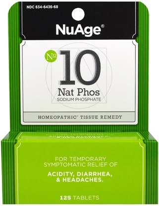 Hylands, NuAge, No 10 Nat Phos, Sodium Phosphate, 125 Tablets ,والصحة، والصداع، والإسهال