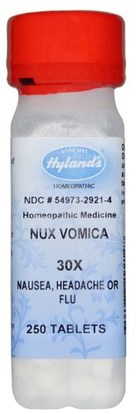 Hylands, Nux Vomica 30X, 250 Tablets ,المكملات الغذائية، المثلية، نوكس فوميكا