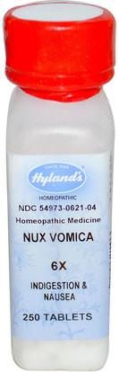 Hylands, Nux Vomica 6X, 250 Tablets ,المكملات الغذائية، المثلية، نوكس فوميكا، الصحة