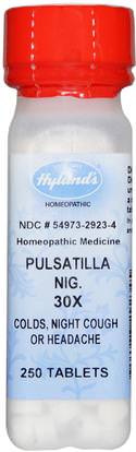 Hylands, Pulsatilla Nig. 30X, 250 Tablets ,والصحة، والانفلونزا الباردة والفيروسية والبرد والانفلونزا، والمكملات الغذائية، والسعال المثلي البرد والانفلونزا