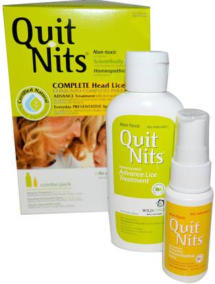 Hylands, Quit Nits, Complete Head Lice Kit, 4 Piece Kit ,حمام، الجمال، دقة بالغة، فروة الرأس، الصحة