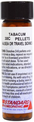 Hylands, Standard Homeopathic, Tabacum, Nausea or Travel Sickness, 30C, 160 Pellets ,الصحة