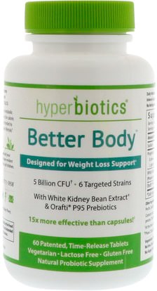 Hyperbiotics, Better Body, Probiotics for Weight Loss Support, 5 Billion CFU, 60 Time-Release Tablets ,المكملات الغذائية، البروبيوتيك