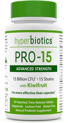 Hyperbiotics, PRO-15, Advanced Strength, 15 Billion CFU, 30 Time-Release Tablets ,المكملات الغذائية، البروبيوتيك، استقرت البروبيوتيك