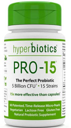 Hyperbiotics, PRO - 15, The Perfect Probiotic, 5 Billion CFU, 60 Tablets ,المكملات الغذائية، البروبيوتيك، استقرت البروبيوتيك