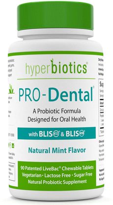 Hyperbiotics, PRO-Dental, Natural Mint Flavor, 90 Chewable Tablets ,حمام، الجمال، العناية بالأسنان عن طريق الفم، البروبيوتيك