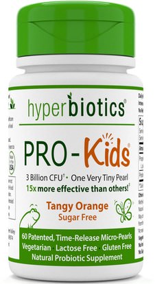 Hyperbiotics, PRO-Kids, Sugar Free, Tangy Orange, 60 Micro-Pearls ,المكملات الغذائية، البروبيوتيك، الأطفال البروبيوتيك، استقرت البروبيوتيك