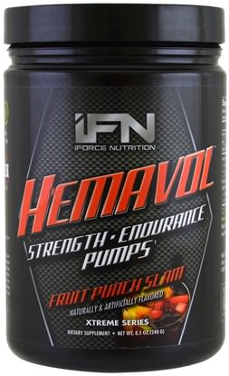 iForce Nutrition, Xtreme Series, Hemavol Powder, Fruit Punch Slam, 8.5 oz (240 g) ,والرياضة، تجريب