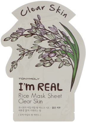 Herb-sa Tony Moly, Im Real, Rice Mask Sheet, Clear Skin