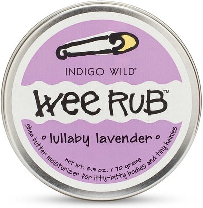 Indigo Wild, Wee Rub, Lullaby Lavender, 2.5 oz (70 g) ,صحة الطفل، ديابيرينغ، كريامز الحفاضات، حمم، الجمال، غسول الجسم
