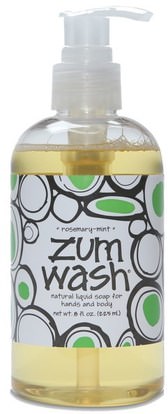 Indigo Wild, Zum Wash, Natural Liquid Soap for Hands and Body, Rosemary-Mint, 8 fl oz (225 ml) ,حمام، الجمال، الصابون