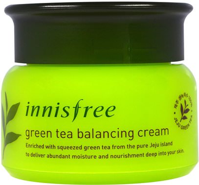 Innisfree, Green Tea Balancing Cream, 1.69 oz (50 ml) ,الجمال، العناية بالوجه، الكريمات المستحضرات، الأمصال، الجلد الشاي الأخضر