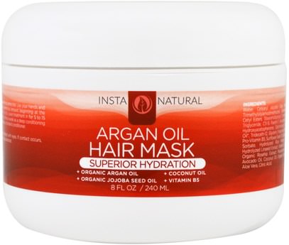 InstaNatural, Argan Oil Hair Mask, Deep Conditioner, 8 fl oz (240 ml) ,حمام، الجمال، دقة بالغة، فروة الرأس، أرجان