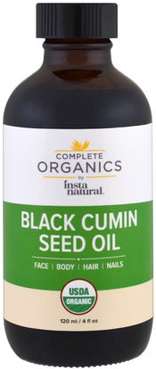 InstaNatural, Complete Organic, Black Cumin Seed Oil, 4 fl oz (120 ml) ,الصحة، الجلد، زيت التدليك