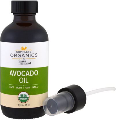 InstaNatural, Complete Organics, Avocado Oil, 4 fl oz (120 ml) ,الصحة، الجلد، زيت الأفوكادو