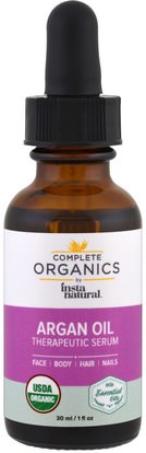 InstaNatural, Complete Organics, Therapeutic Serum, Argan Oil, 1 fl oz (30 ml) ,الصحة، الجلد، زيت التدليك