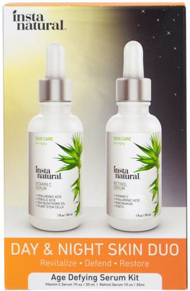 InstaNatural, Day & Night Skin Duo, Age Defying Serum Kit, 2 Bottles, 1 oz (30 ml) Each ,الجمال، فيتامين c