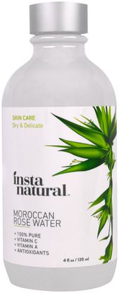 InstaNatural, Rose Water Facial Toner, Alcohol-Free, 4 fl oz (120 ml) ,الصحة، العناية بالبشرة، حمام، الجمال، بخاخ العطور