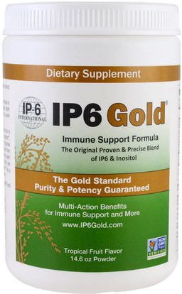 IP-6 International, IP6 Gold, Immune Support Formula, Tropical Fruit Flavor, 14.6 oz Powder ,والمكملات الغذائية، ومضادات الأكسدة، والملكية الفكرية 6