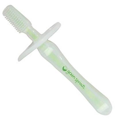 iPlay Inc., Green Sprouts, Baby Silicone Toothbrush, 3-12 Months ,صحة الطفل، العناية بالفم الطفل، أطفال وطفل رضيع الأسنان