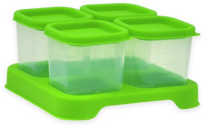 iPlay Inc., Green Sprouts, Fresh Baby Food, Glass Cubes, Green, 4 Pack, 4 oz (118 ml) Each ,صحة الأطفال، والأغذية للأطفال