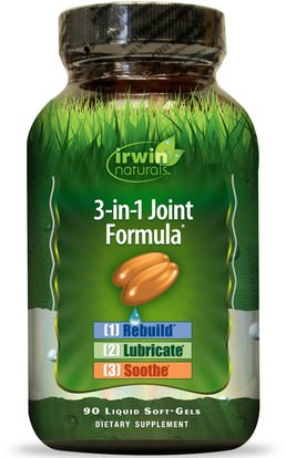 Irwin Naturals, 3-in-1 Joint Formula, 90 Liquid Soft-Gels ,والصحة، والعظام، وهشاشة العظام، والصحة المشتركة