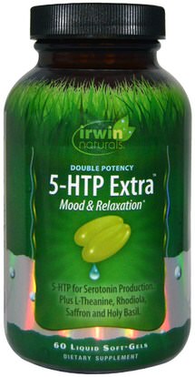 Irwin Naturals, Double Potency, 5-HTP Extra, 60 Liquid Soft-Gels ,المكملات الغذائية، 5-هتب