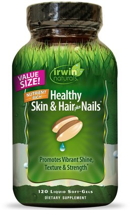 Irwin Naturals, Healthy Skin & Hair Plus Nails, 120 Liquid Soft-Gels ,الصحة، المرأة، الجلد، مكملات الشعر، مكملات الأظافر، ملاحق الجلد