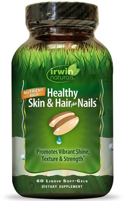 Irwin Naturals, Healthy Skin & Hair Plus Nails, 60 Liquid Soft-Gels ,الصحة، المرأة، الجلد