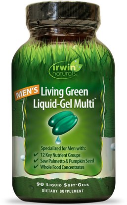 Irwin Naturals, Mens Living Green Liquid-Gel Multi, 90 Liquid Soft-Gels ,الفيتامينات، الرجال الفيتامينات، الرجال، البروستاتا