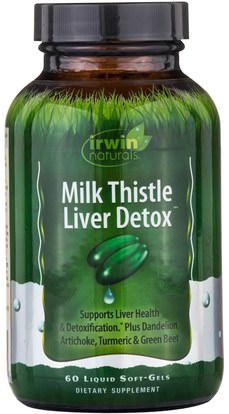 Irwin Naturals, Milk Thistle Liver Detox, 60 Liquid Soft-Gels ,الصحة، السموم، الحليب الشوك (سيليمارين)