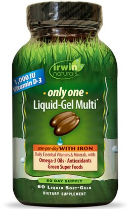Irwin Naturals, Only One, Liquid-Gel Multi, With Iron, 60 Liquid Soft-Gels ,الفيتامينات، الفيتامينات