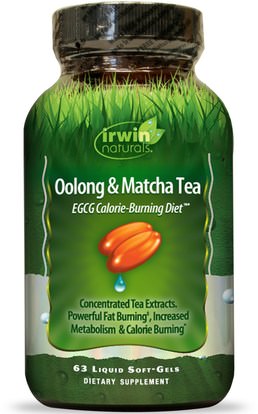 Irwin Naturals, Oolong & Matcha Tea, EGCG Calorie-Burning Diet, 63 Liquid Soft-Gels ,والصحة، والنظام الغذائي