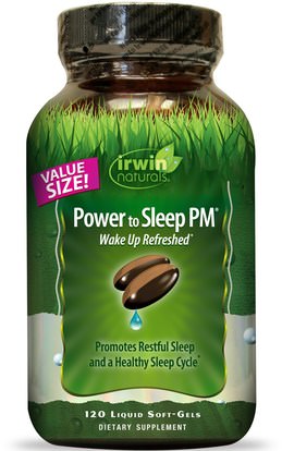 Irwin Naturals, Power to Sleep PM, 120 Liquid Soft-Gels ,والمكملات الغذائية، والنوم، الميلاتونين