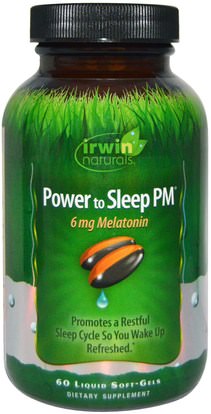 Irwin Naturals, Power to Sleep PM, 6 mg Melatonin, 60 Liquid Soft-Gels ,المكملات الغذائية، الميلاتونين