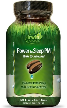 Irwin Naturals, Power to Sleep PM, 60 Liquid Soft-Gels ,والمكملات الغذائية، والنوم، الميلاتونين