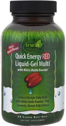 Irwin Naturals, Quick Energy Red Liquid-Gel Multi, 72 Liquid Soft-Gels ,والرياضة، وأكسيد النيتريك