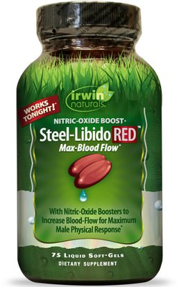 Irwin Naturals, Steel-Libido Red, 75 Liquid Soft-Gels ,الصحة، الرجال، الرياضة، أكسيد النيتريك