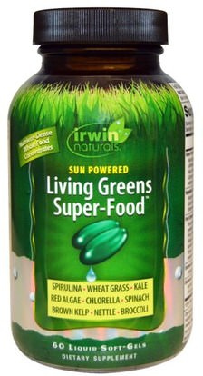 Irwin Naturals, Sun Powered Living Greens Super-Food, 60 Liquid Soft-Gels ,والصحة، والطاقة