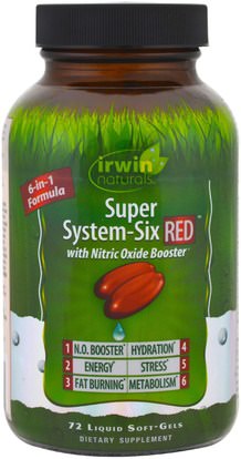 Irwin Naturals, Super System-Six Red, 72 Liquid Soft-Gels ,والرياضة، وأكسيد النيتريك