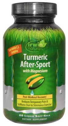 Irwin Naturals, Turmeric AfterSport, With Magnesium, 60 Liquid Soft-Gels ,المكملات الغذائية، مضادات الأكسدة، الكركمين