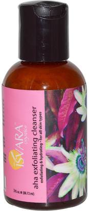 Isvara Organics, AHA Exfoliating Cleanser, 3 fl oz (88.72 ml) ,الجمال، العناية بالوجه، جلد، إكسفولياتورس الوجه