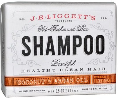 J.R. Liggetts, Old Fashion Bar, Shampoo, Coconut & Argan Oil, 3.5 oz (99 g) ,حمام، الجمال، الشامبو، أرجان