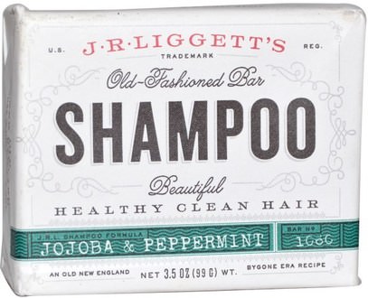 J.R. Liggetts, Old Fashioned Bar Shampoo, Jojoba & Peppermint, 3.5 oz (99 g) ,حمام، الجمال، الشامبو، الشعر، فروة الرأس، مكيف