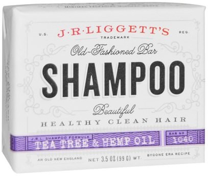 J.R. Liggetts, Old Fashioned Bar Shampoo, Tea Tree & Hemp Oil, 3.5 oz (99 g) ,حمام، جمال، شامبو، جلد، شاي شجرة، شاي شجرة منتوج