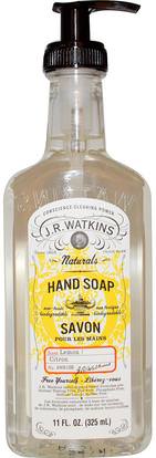 J R Watkins, Natural Hand Soap, Lemon, 11 fl oz (325 ml) ,حمام، الجمال، الصابون